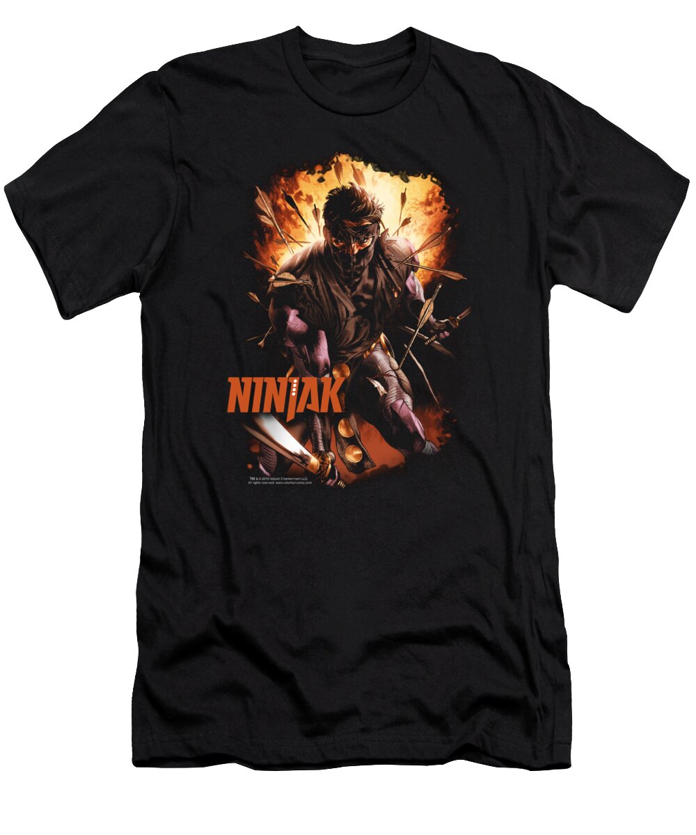  T-Shirt featuring the digital art Ninjak - Fiery Ninjak by Brand A