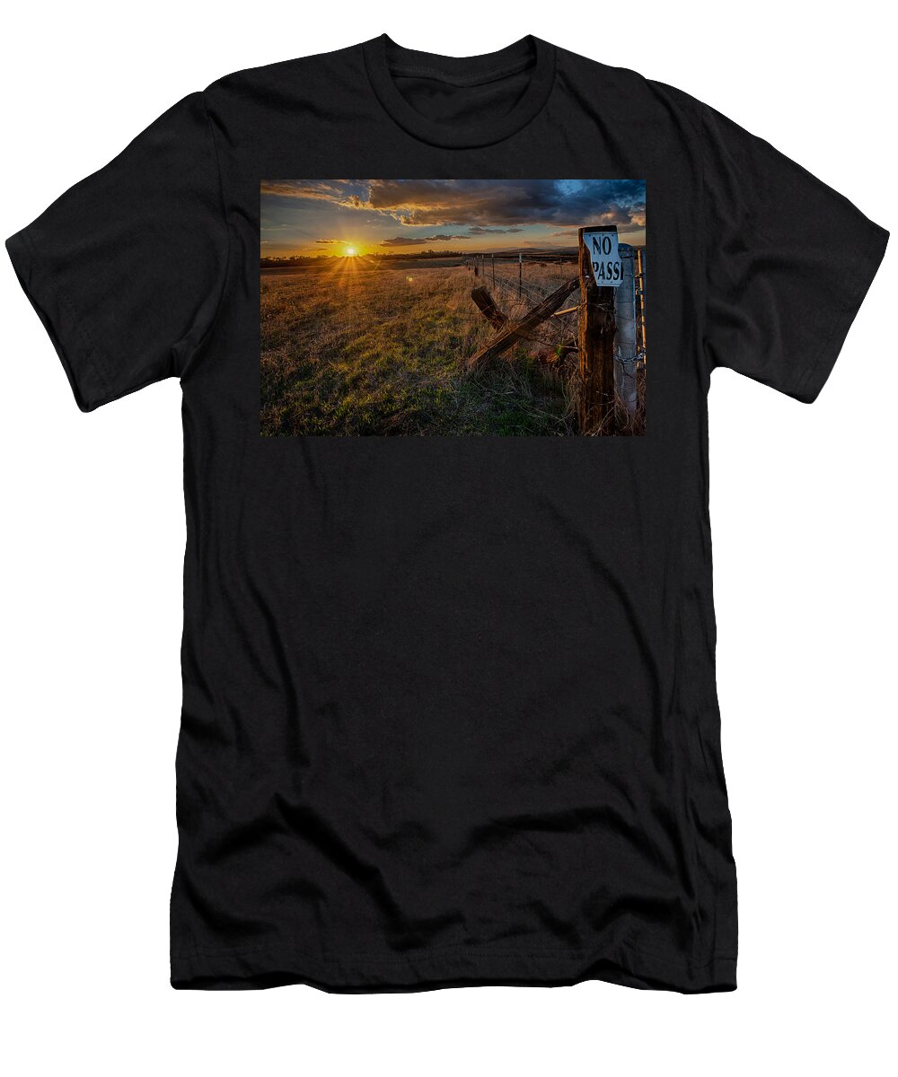 Sunset T-Shirt featuring the photograph No Pass II by Peter Tellone