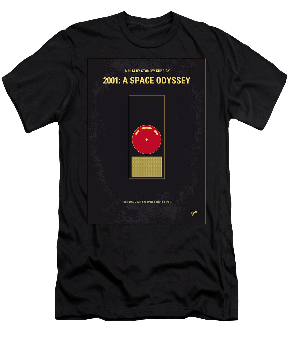 2001: A Space Odyssey T-Shirt featuring the digital art No003 My 2001 A space odyssey 2000 minimal movie poster by Chungkong Art