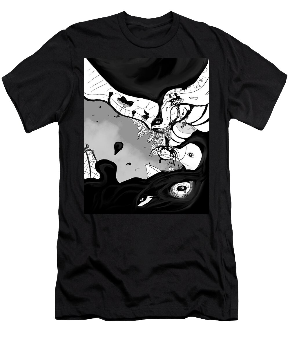 Bird T-Shirt featuring the digital art Oil Spill by Craig Tilley