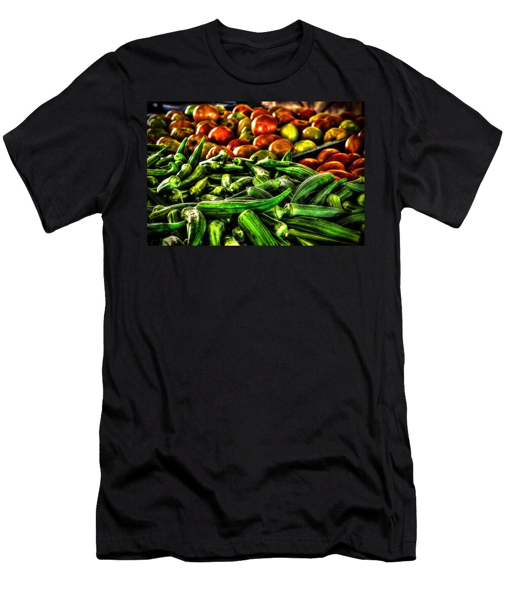 Okra T-Shirt featuring the photograph Okra and Tomatoes by David Morefield