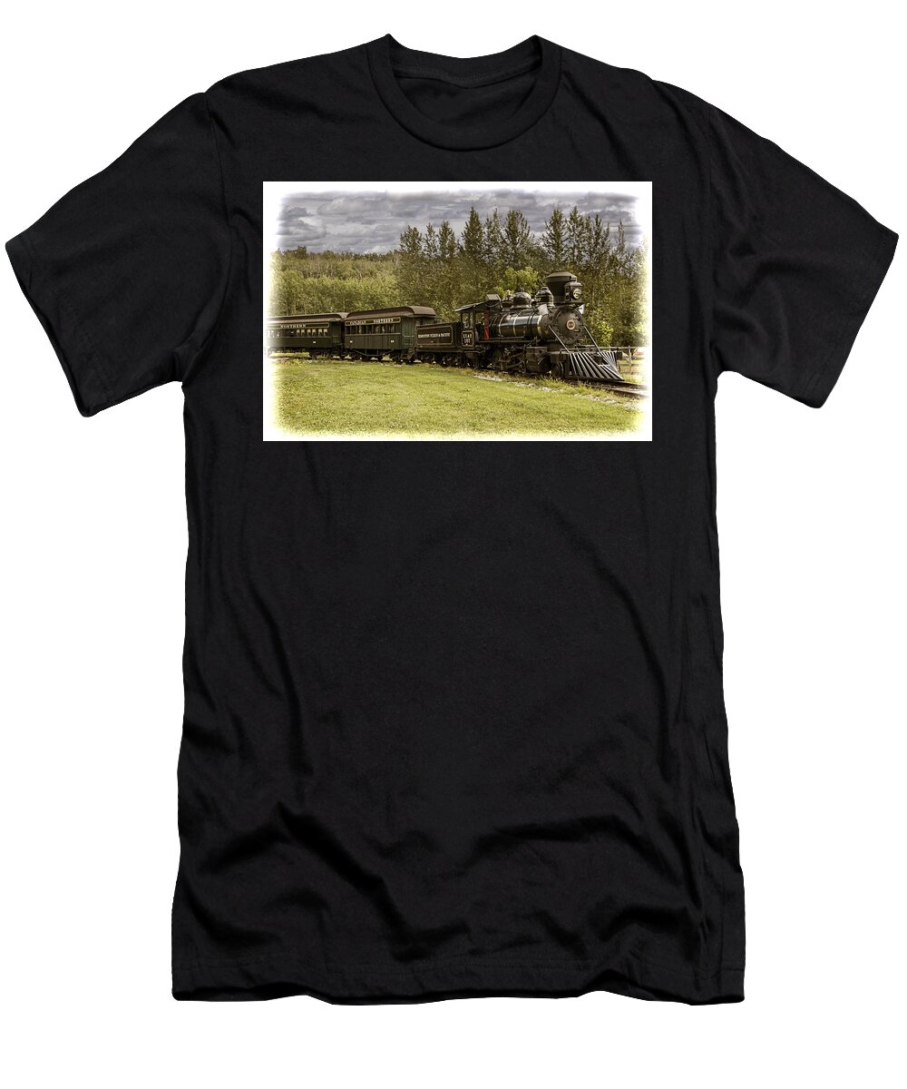 Landscape T-Shirt featuring the photograph Old Train Steam Engine at the Fort Edmonton Park by Randall Nyhof