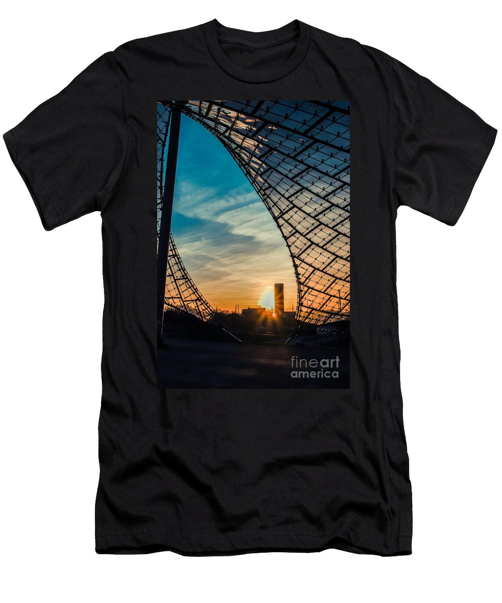 Building T-Shirt featuring the photograph Olympiastadium - The Roof by Hannes Cmarits