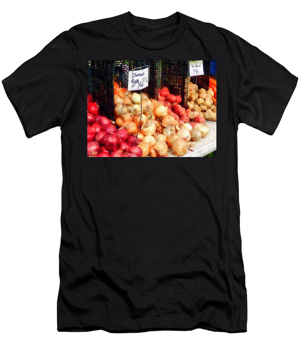 Onion T-Shirt featuring the photograph Onions and Potatoes by Susan Savad