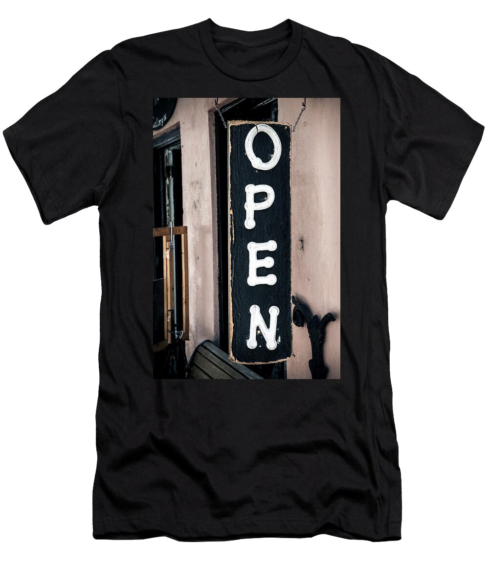 Signage T-Shirt featuring the photograph Open For Business by Sennie Pierson