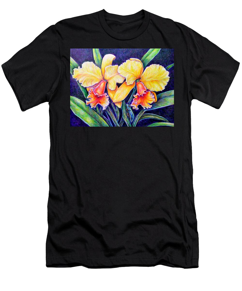 Orchid T-Shirt featuring the drawing Orchestrated Camouflage by Gail Butler
