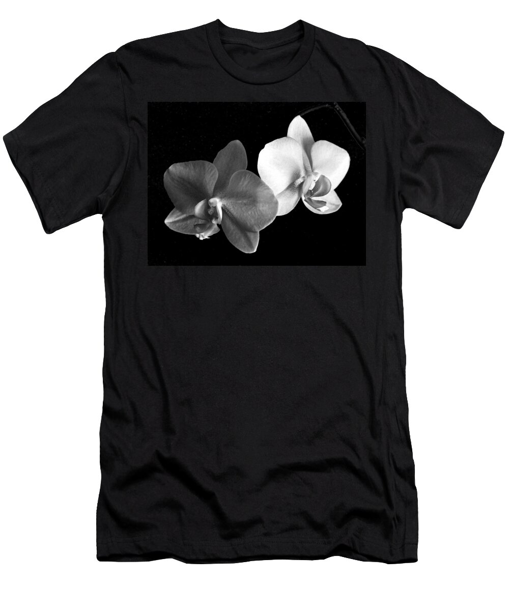 Floral T-Shirt featuring the photograph Orchid in black and white by Steve Karol