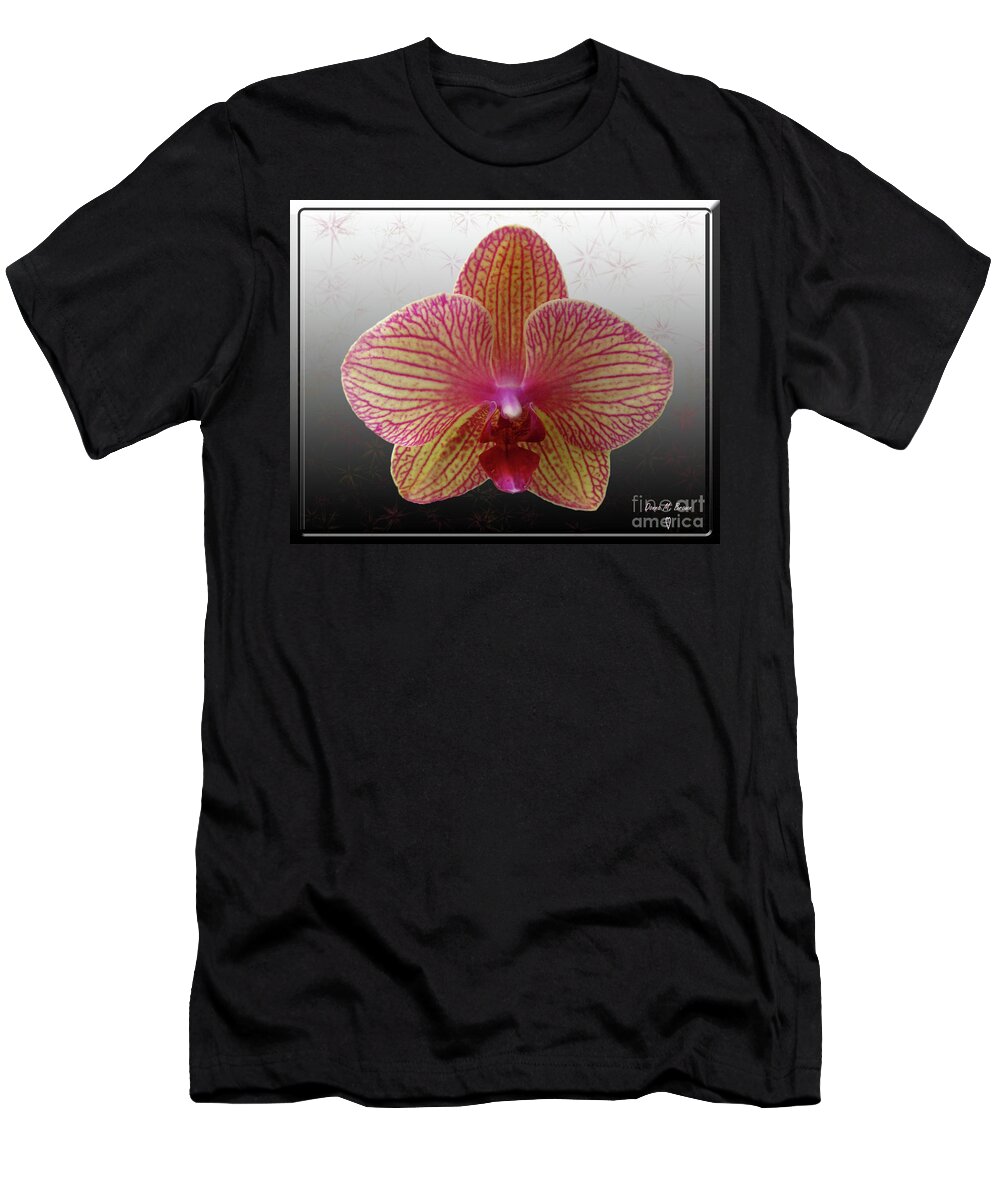 Flower T-Shirt featuring the photograph Orchid with Stars by Donna Brown