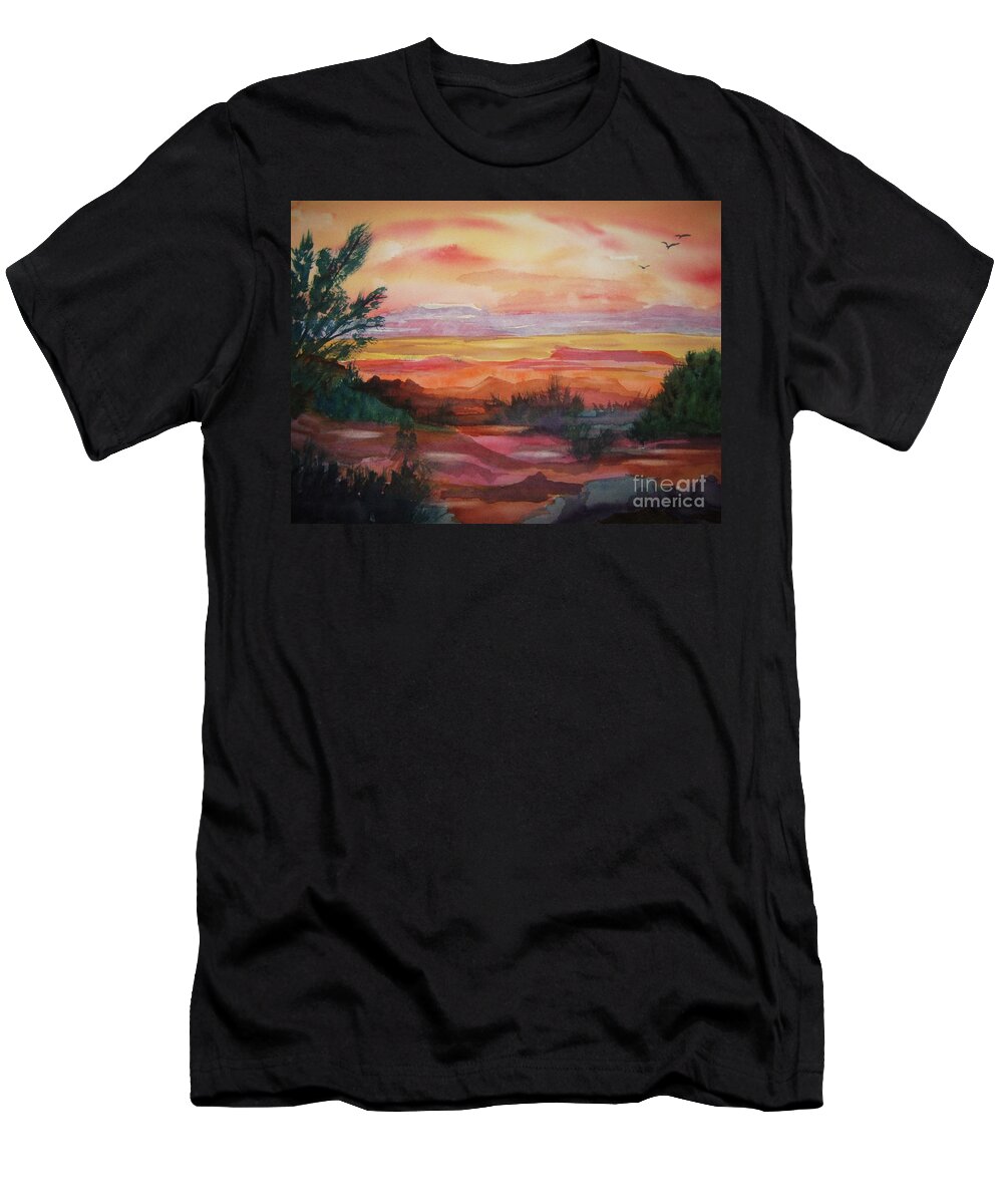 Southwest T-Shirt featuring the painting Painted Desert II by Ellen Levinson