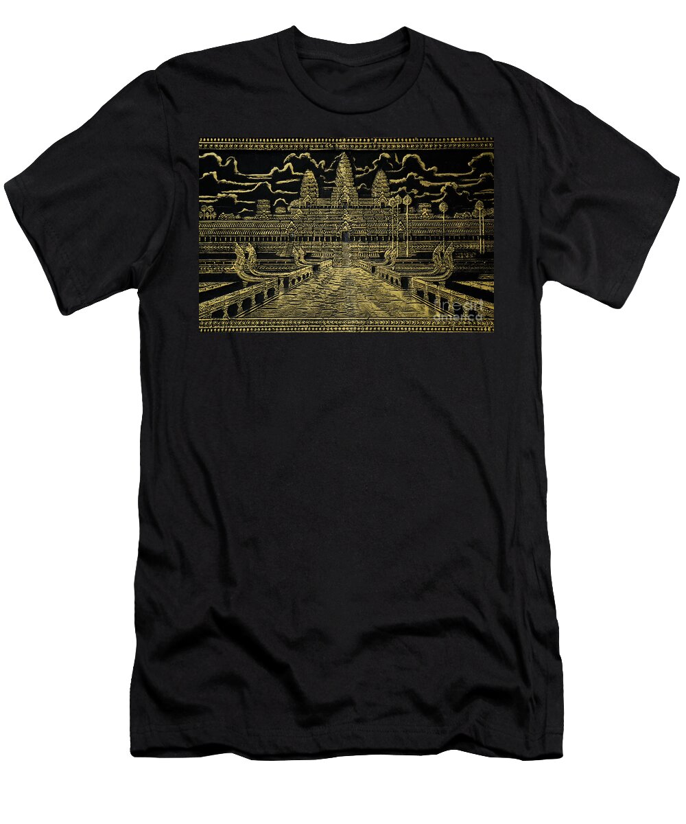 Angkor Wat T-Shirt featuring the photograph Painted Image Of Angkor Wat In Cambodia by JM Travel Photography