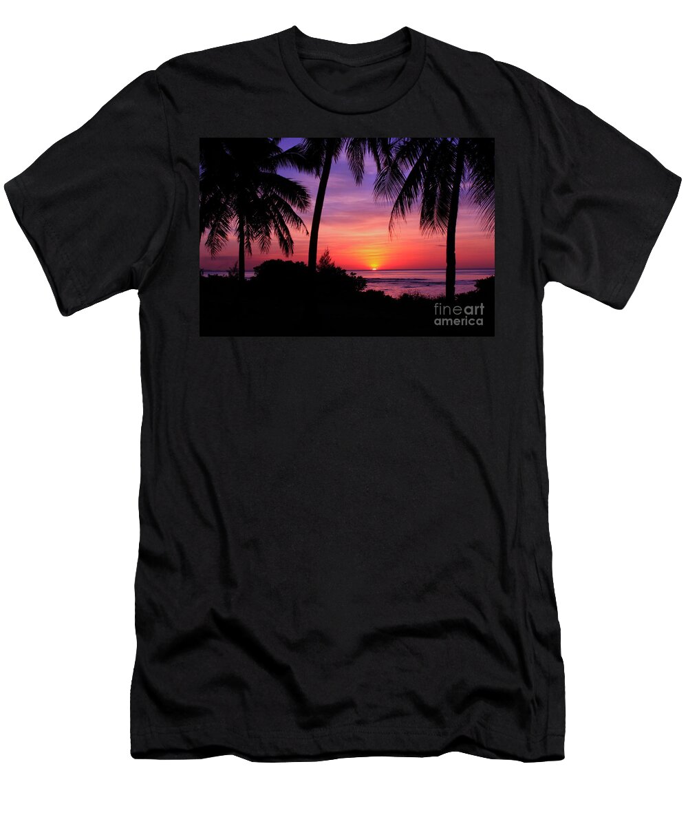 Beautiful-sunsets T-Shirt featuring the photograph Palm Tree Sunset in Paradise by Scott Cameron