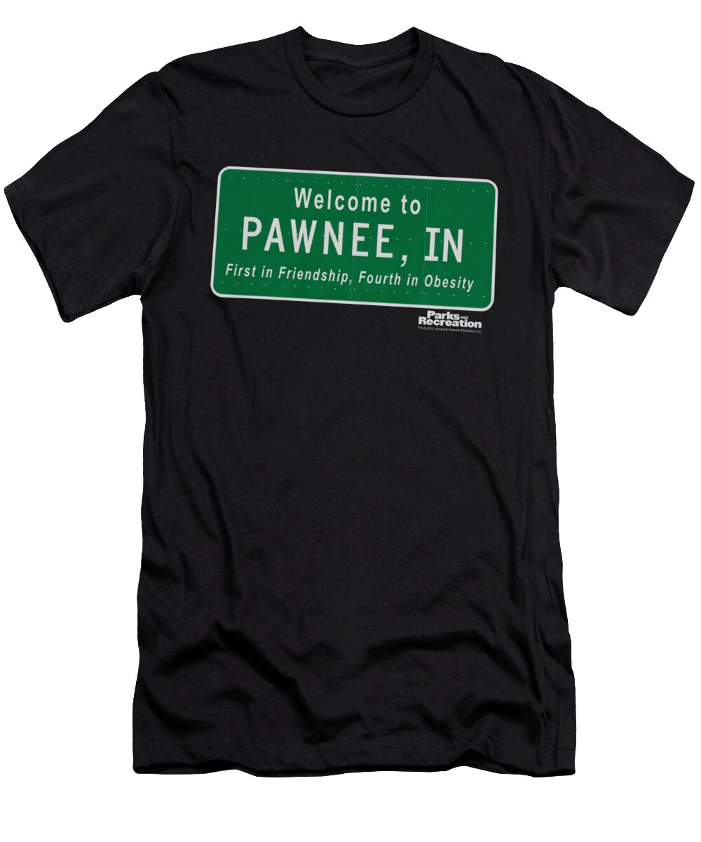  T-Shirt featuring the digital art Parks And Rec - Pawnee Sign by Brand A