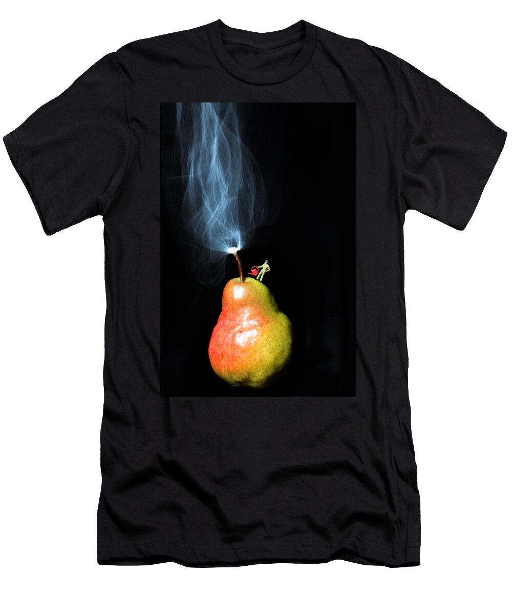 Pear T-Shirt featuring the photograph Pear And Smoke little people on food by Paul Ge