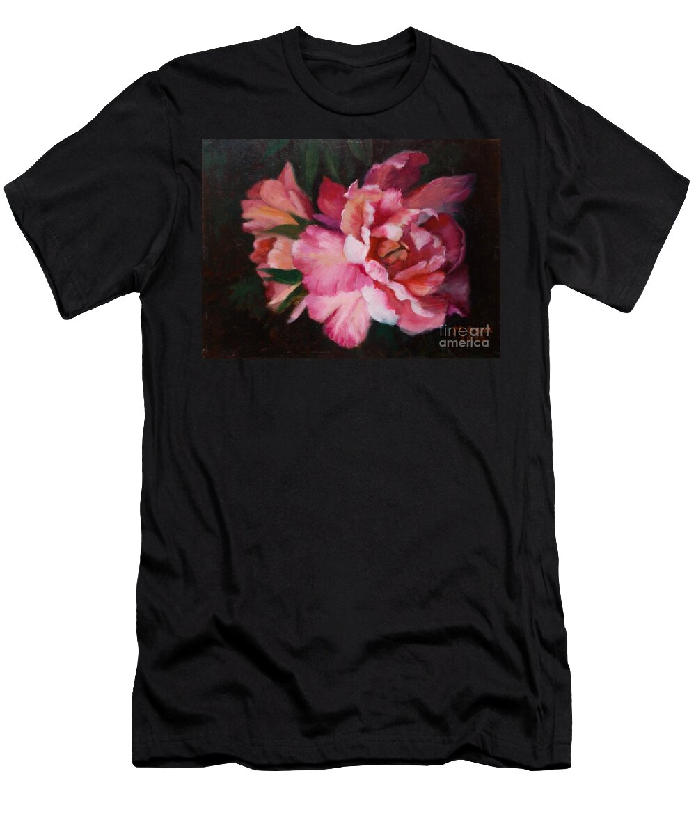 Peony T-Shirt featuring the painting Peonies No 8 The Painting by Marlene Book
