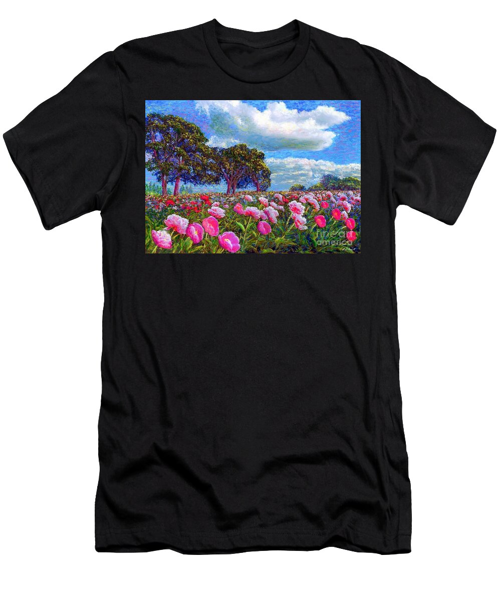 Floral T-Shirt featuring the painting Peony Heaven by Jane Small