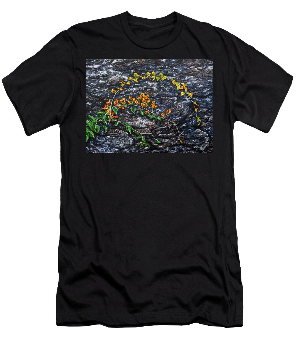 Rocks T-Shirt featuring the painting Persistence by Craig Burgwardt