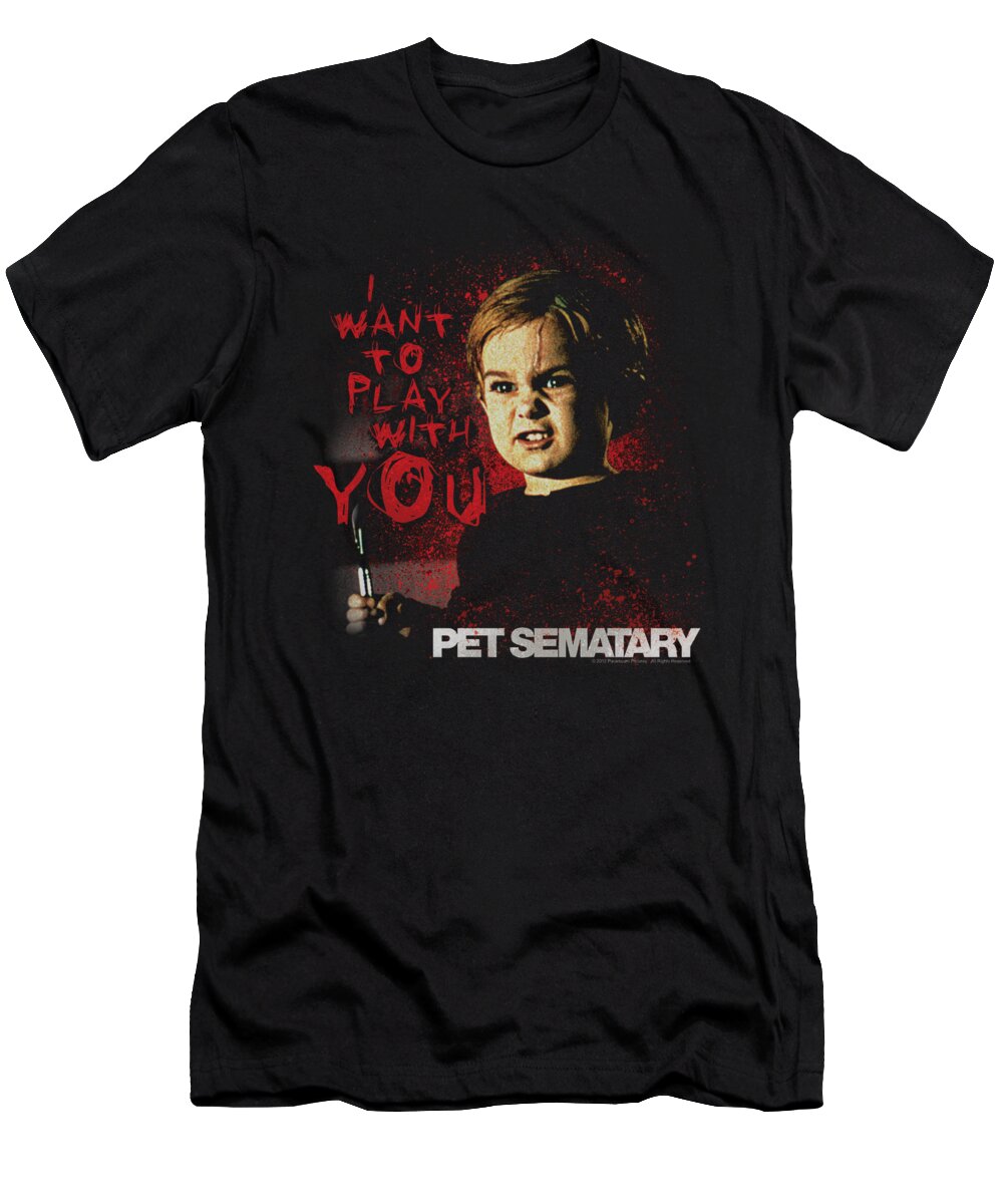 Pet Sematary T-Shirt featuring the digital art Pet Sematary - I Want To Play by Brand A