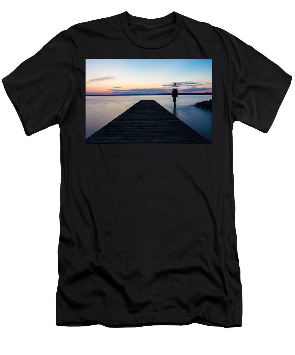 Indian Head T-Shirt featuring the photograph Pier at Sunset by Leah Palmer
