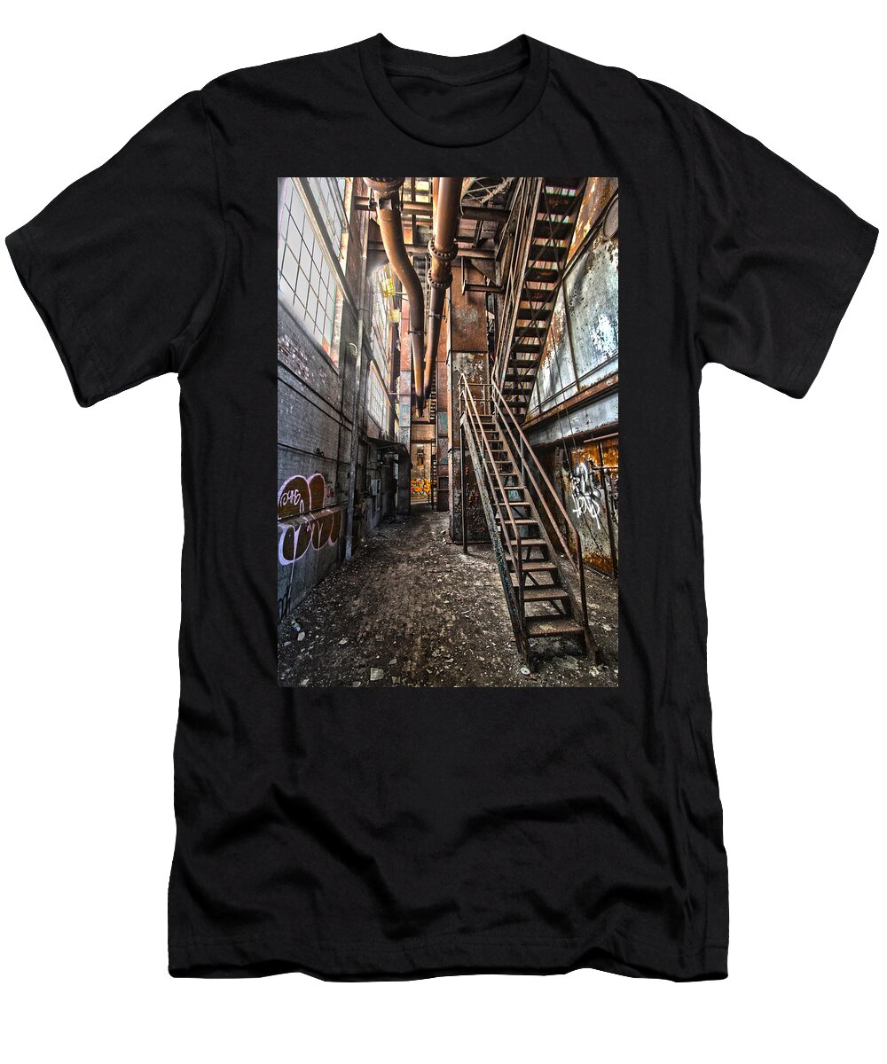 Pilgrim State Psychiatric Hospital Power Plant T-Shirt featuring the photograph Pilgrim State Psychiatric Hospital Power Plant - 4 by Robert Seifert