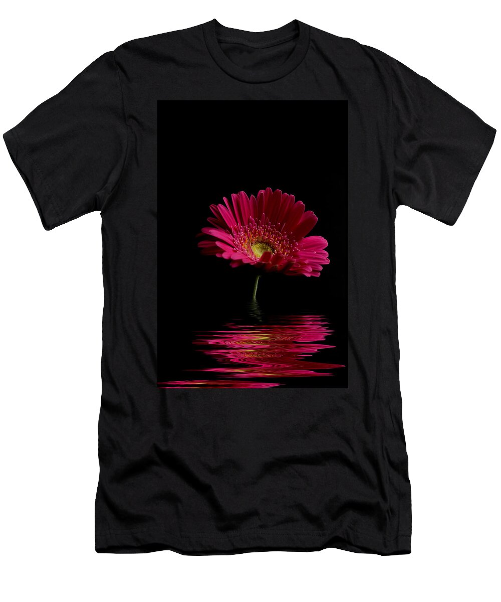 Pink Gerbera Flower T-Shirt featuring the photograph Pink Gerbera Flood 1 by Steve Purnell