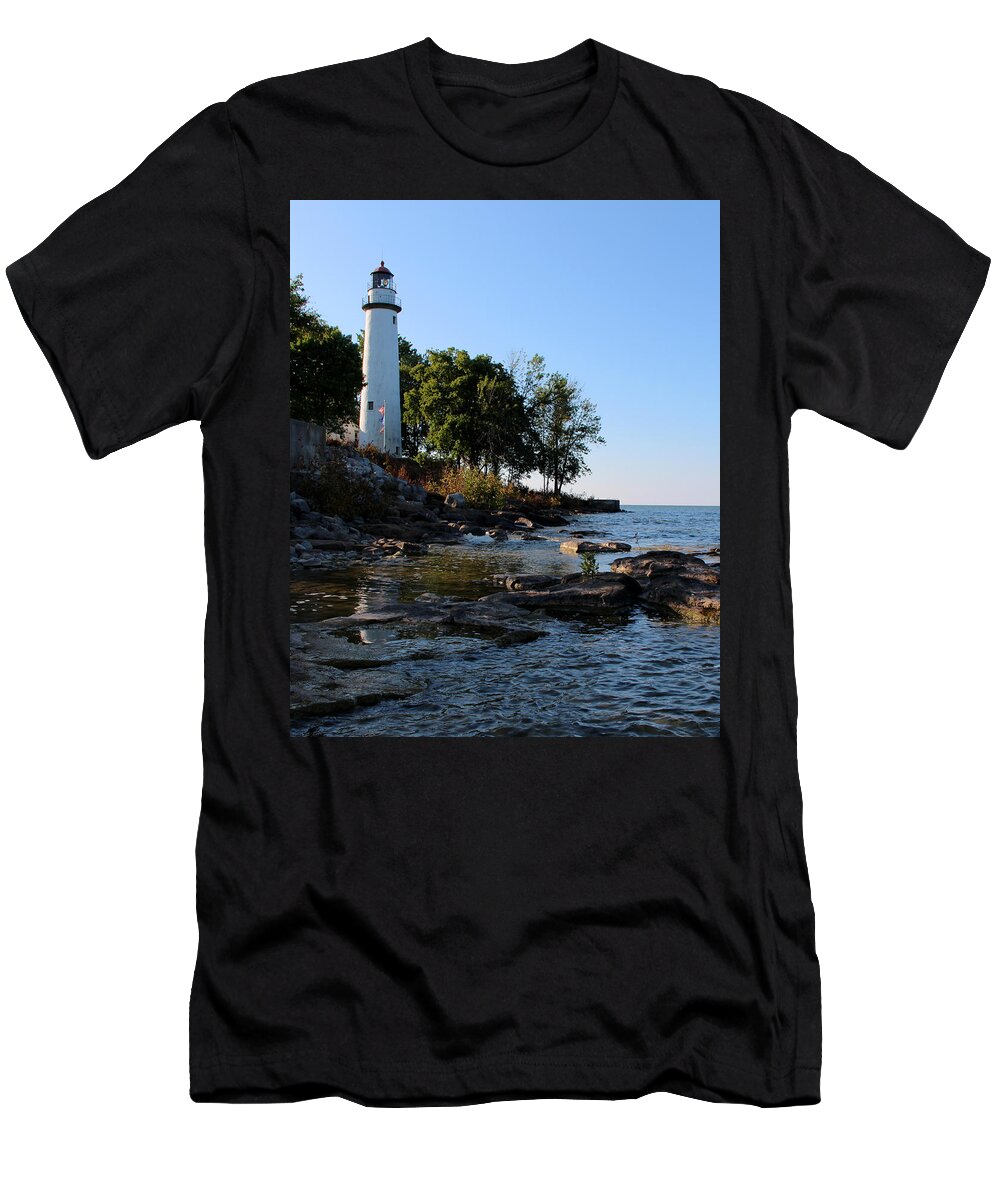 Light T-Shirt featuring the photograph Pointe Aux Barques Lighthouse 1 by George Jones