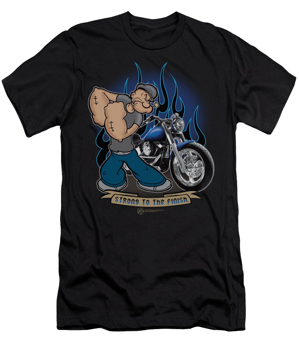 Popeye T-Shirt featuring the digital art Popeye - Biker Popeye by Brand A