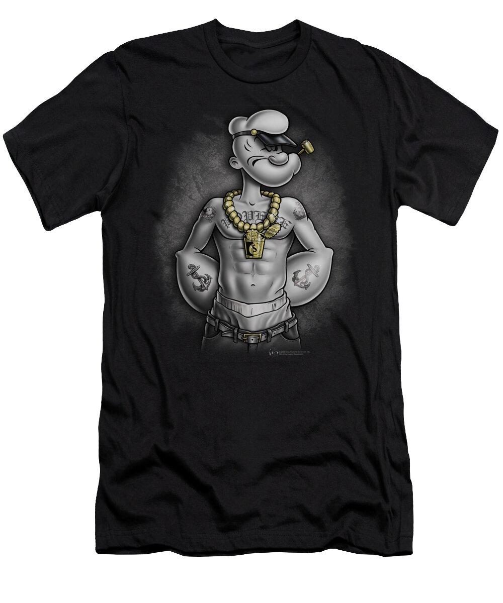 Popeye T-Shirt featuring the digital art Popeye - Hardcore by Brand A
