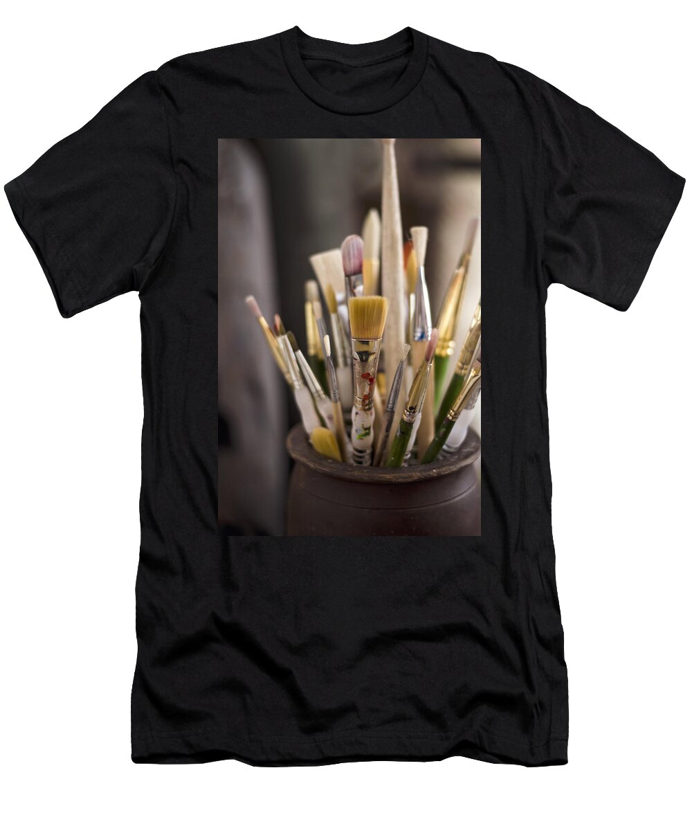 Paintbrush T-Shirt featuring the photograph Pot of Tricks by Heather Applegate