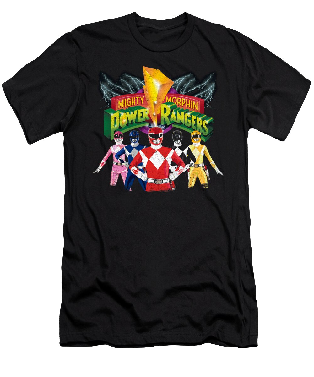  T-Shirt featuring the digital art Power Rangers - Rangers Unite by Brand A
