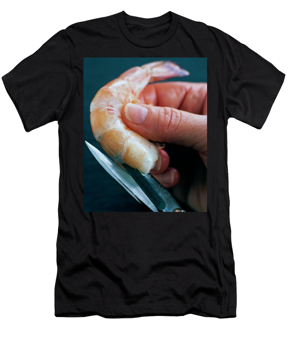 Cooking T-Shirt featuring the photograph Preparing Shrimp by Romulo Yanes