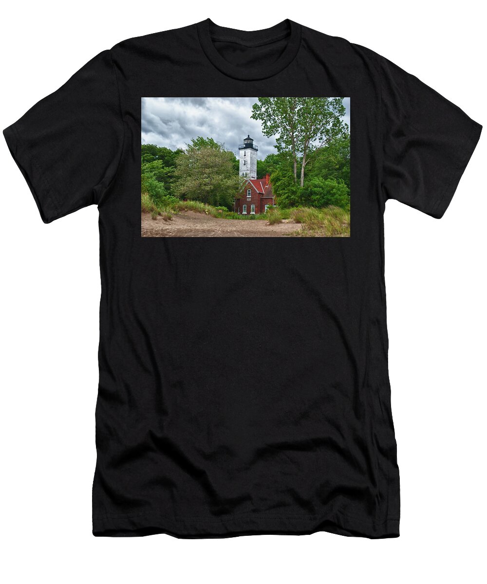 Lighthouse T-Shirt featuring the photograph Presque Isle 12079 by Guy Whiteley