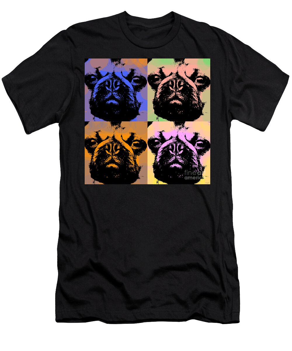 Pug T-Shirt featuring the digital art Pug Pop Art by Jean luc Comperat