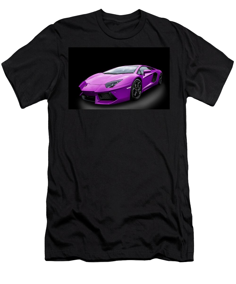 Lamborghini T-Shirt featuring the photograph Purple Aventador by Matt Malloy