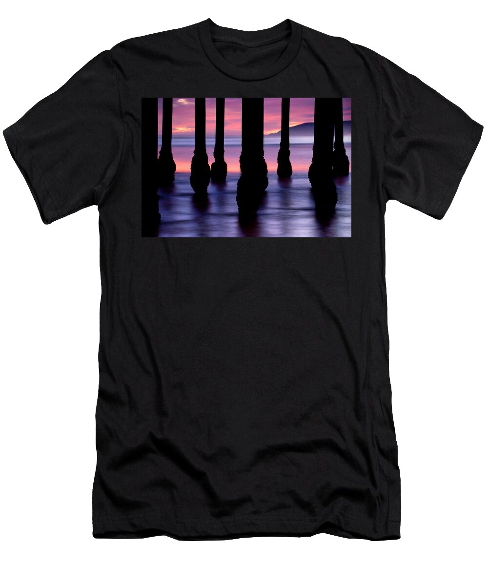 Pismo Beach Prints T-Shirt featuring the photograph Purple Sunset at Pismo Beach - California by Gregory Ballos