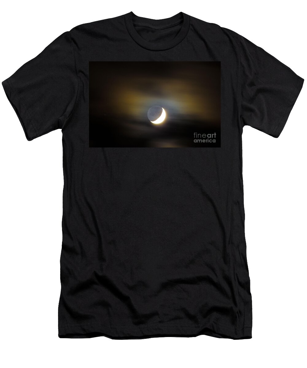 Moon T-Shirt featuring the photograph Quarter Moon by Judy Wolinsky