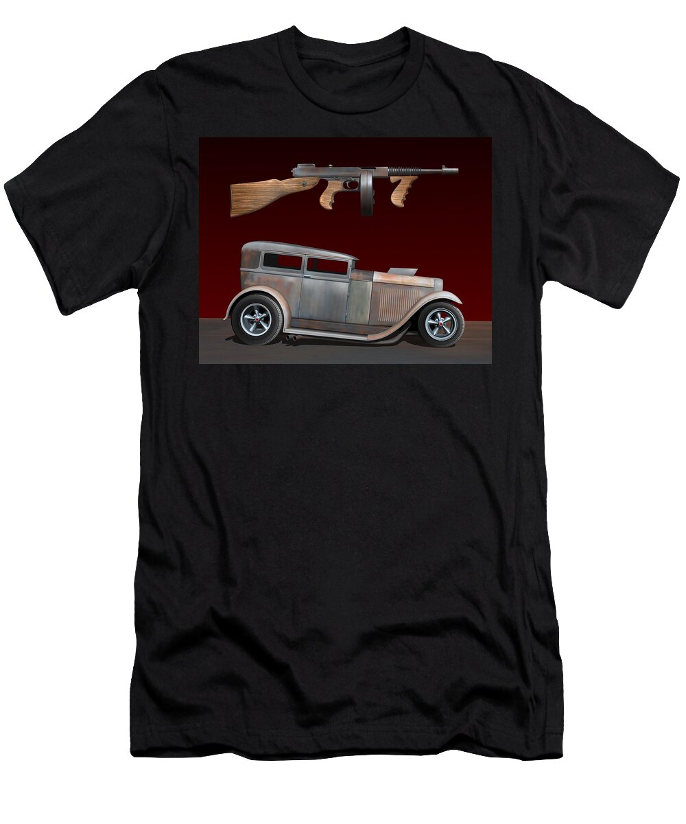 Car T-Shirt featuring the digital art Rat Rod Sedan IV by Stuart Swartz