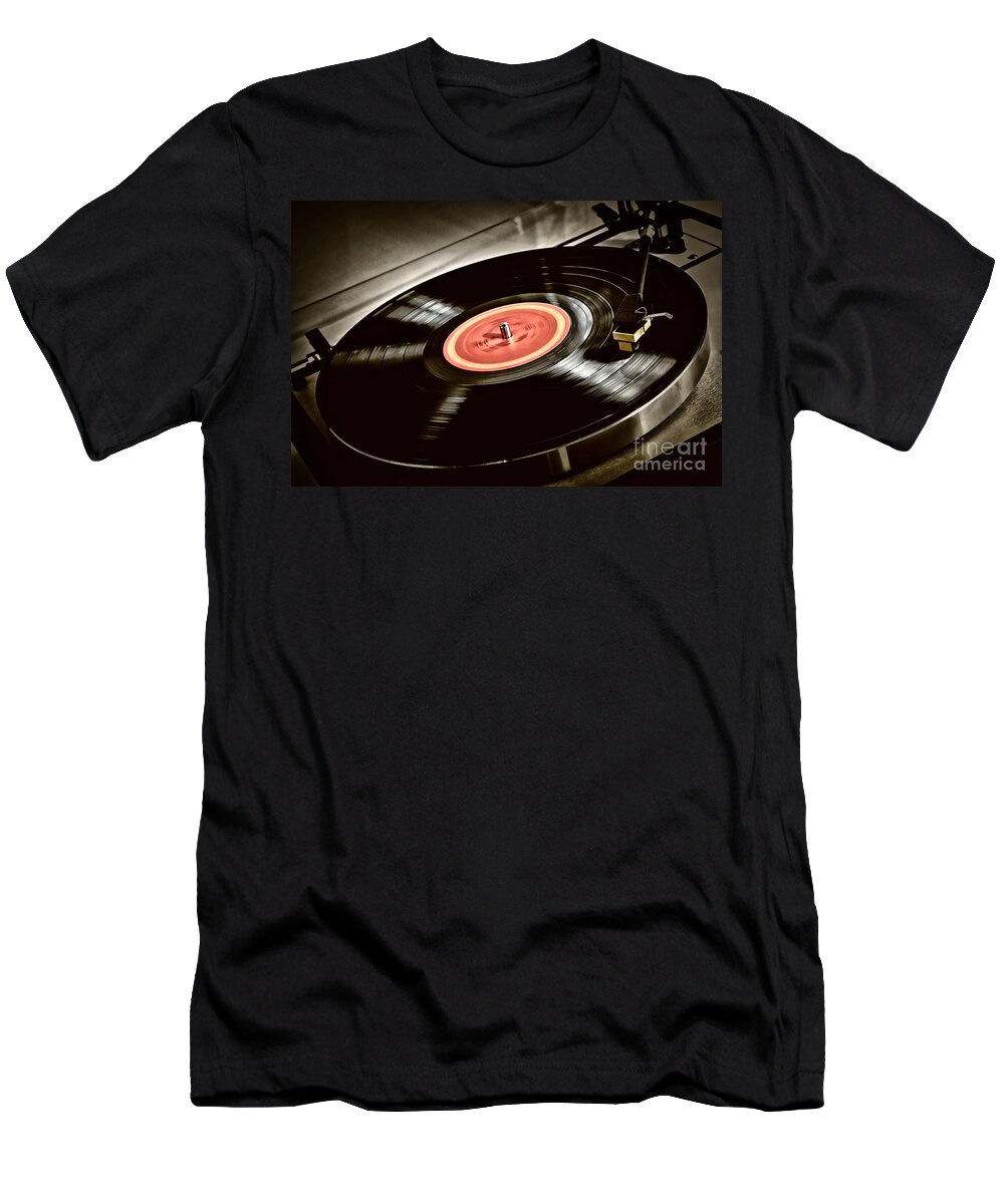 Vinyl T-Shirt featuring the photograph Record on turntable by Elena Elisseeva