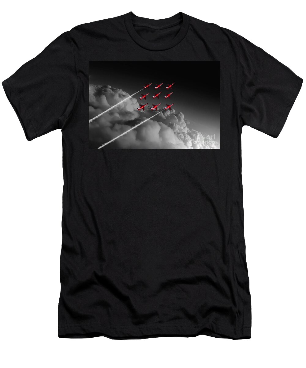 Red T-Shirt featuring the digital art Red Arrows Diamond 9 - Pop by Airpower Art