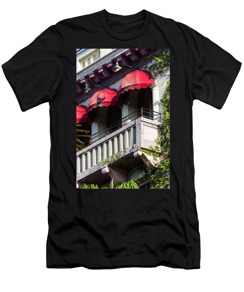 1924 T-Shirt featuring the photograph Red Awnings at the Van Dyke by Ed Gleichman