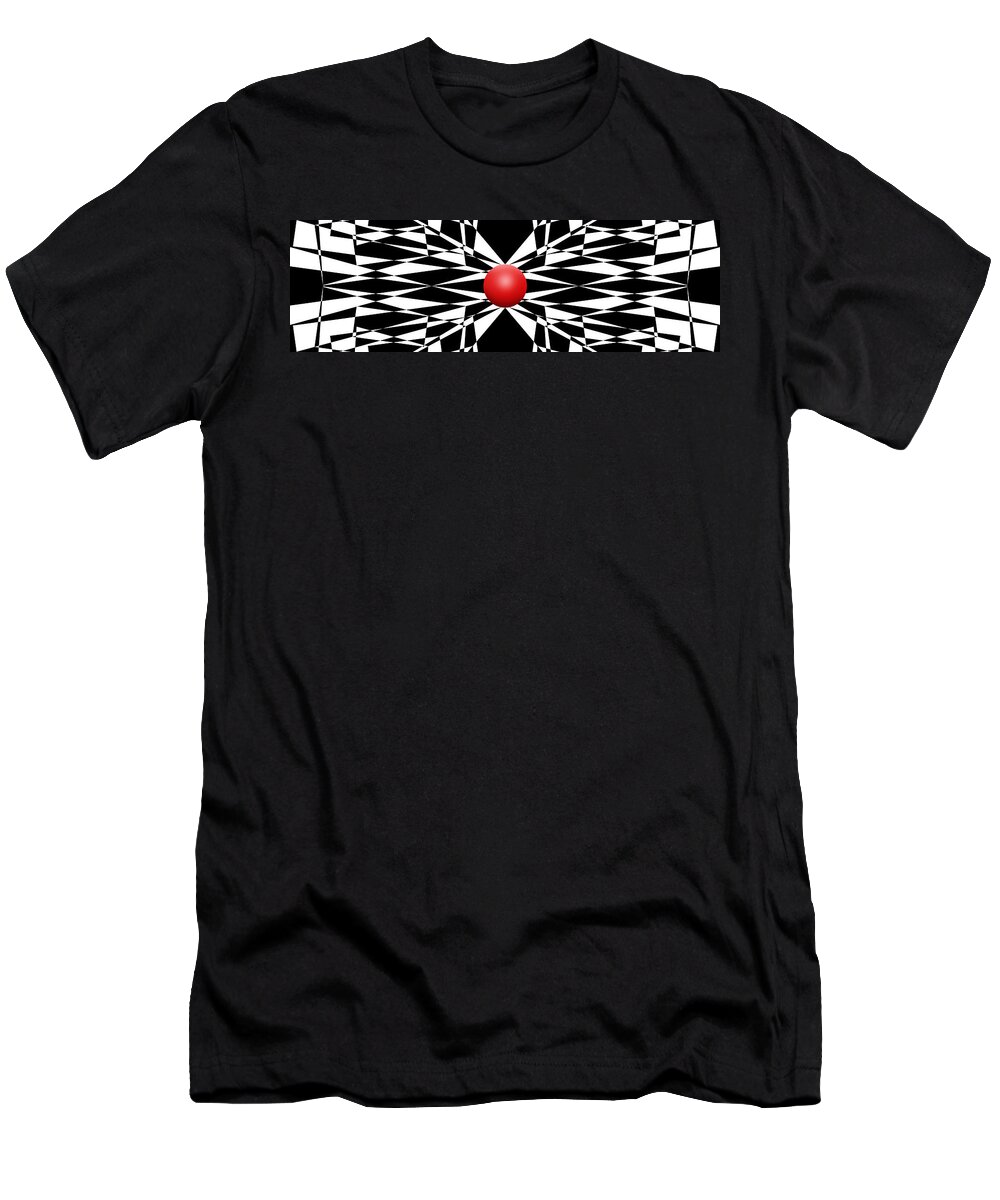 Abstract T-Shirt featuring the digital art Red Ball 16 Panoramic by Mike McGlothlen