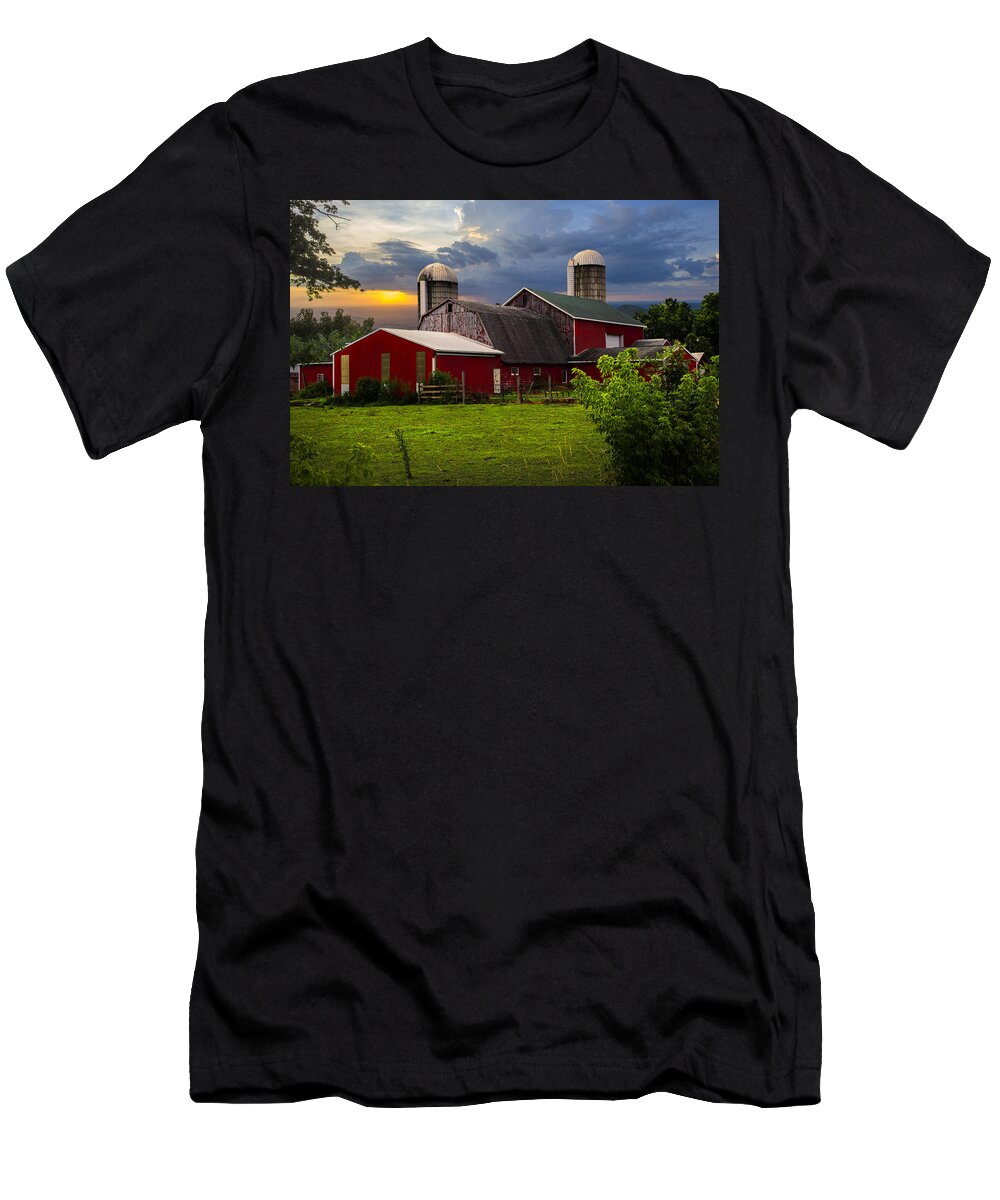 Appalachia T-Shirt featuring the photograph Red Barns by Debra and Dave Vanderlaan