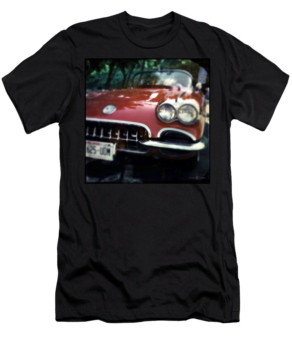 Classic T-Shirt featuring the photograph Red Corvette with Trees by Tim Nyberg