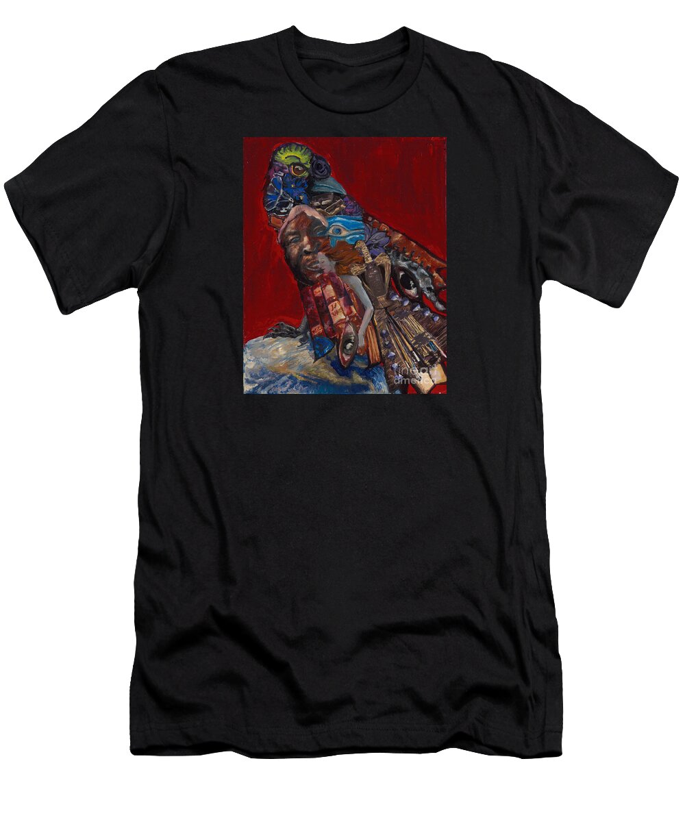 Crow T-Shirt featuring the painting Red Crow by Emily McLaughlin