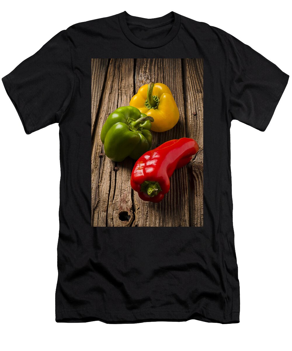 Red T-Shirt featuring the photograph Red Green Yellow Peppers by Garry Gay