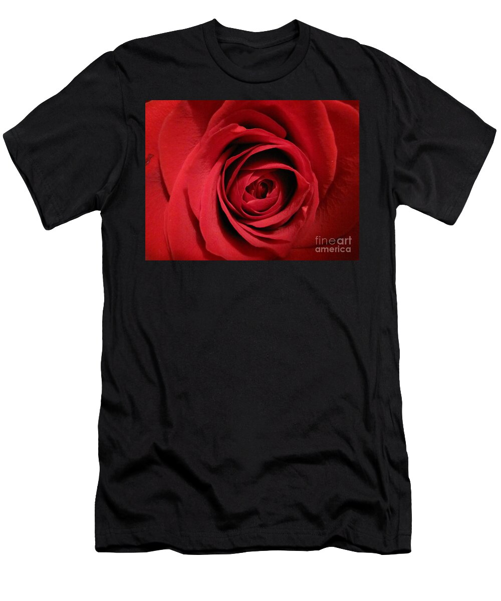 Floral T-Shirt featuring the photograph Red Rose Macro 4 by Tara Shalton