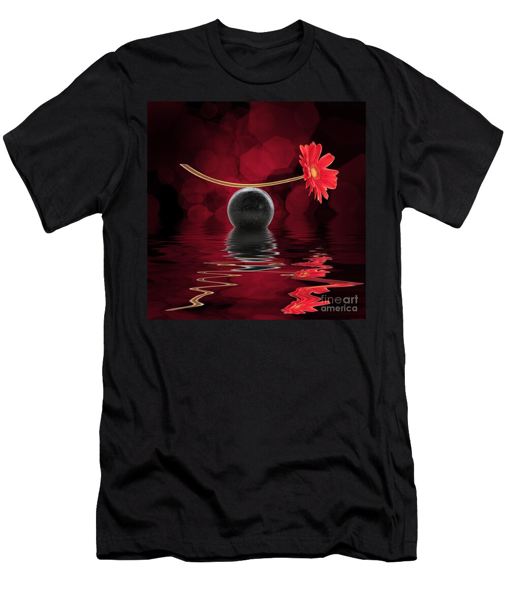 Zen T-Shirt featuring the photograph Red zen gerbera by Delphimages Photo Creations