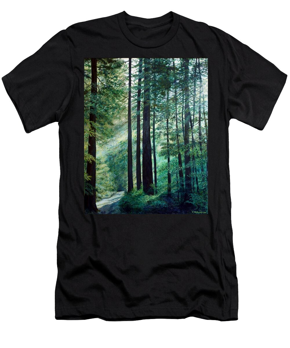 Forest Painting T-Shirt featuring the painting Refuge by Kathleen McDermott