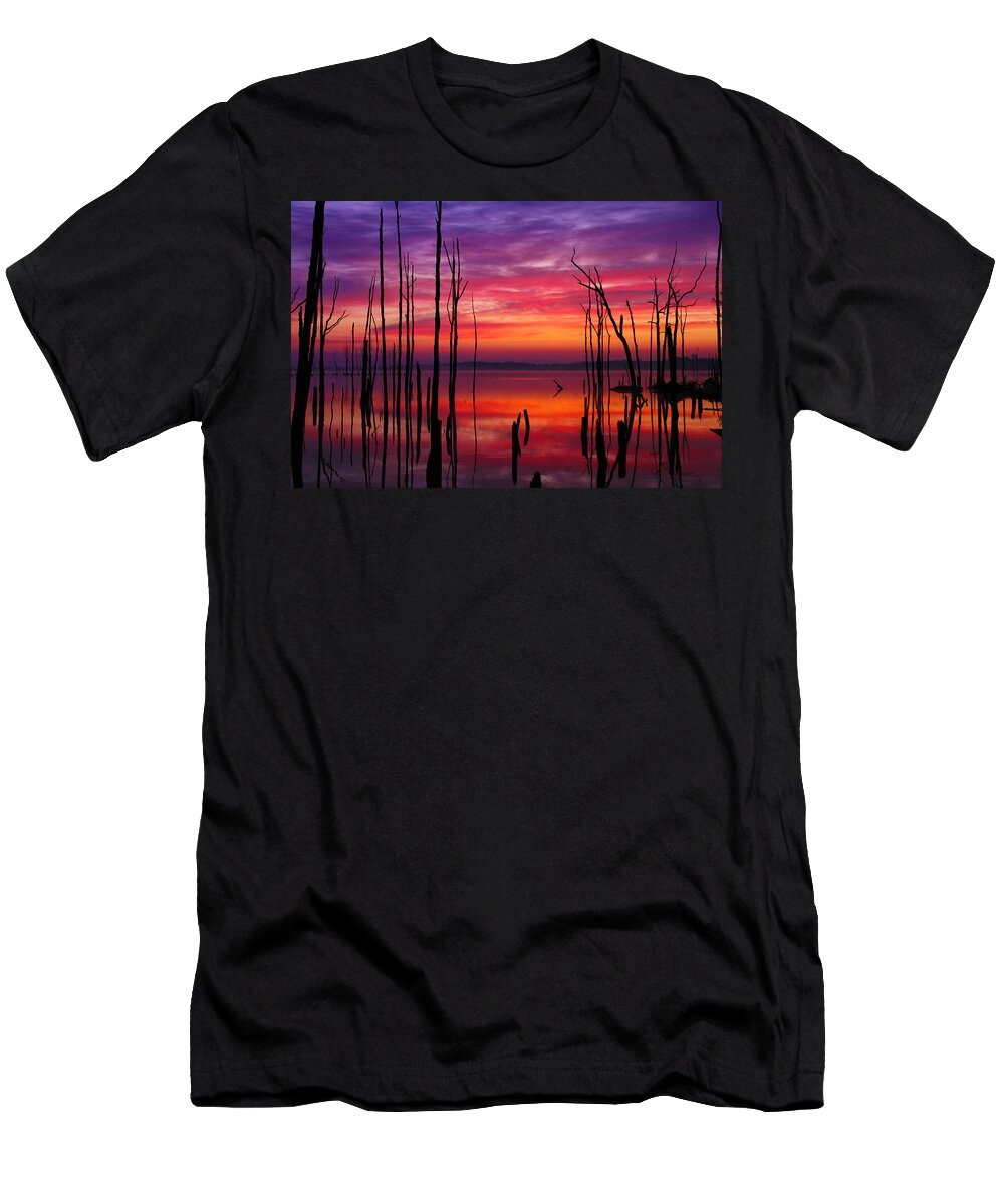 Landscape T-Shirt featuring the photograph Reservoir at Sunrise by Roger Becker