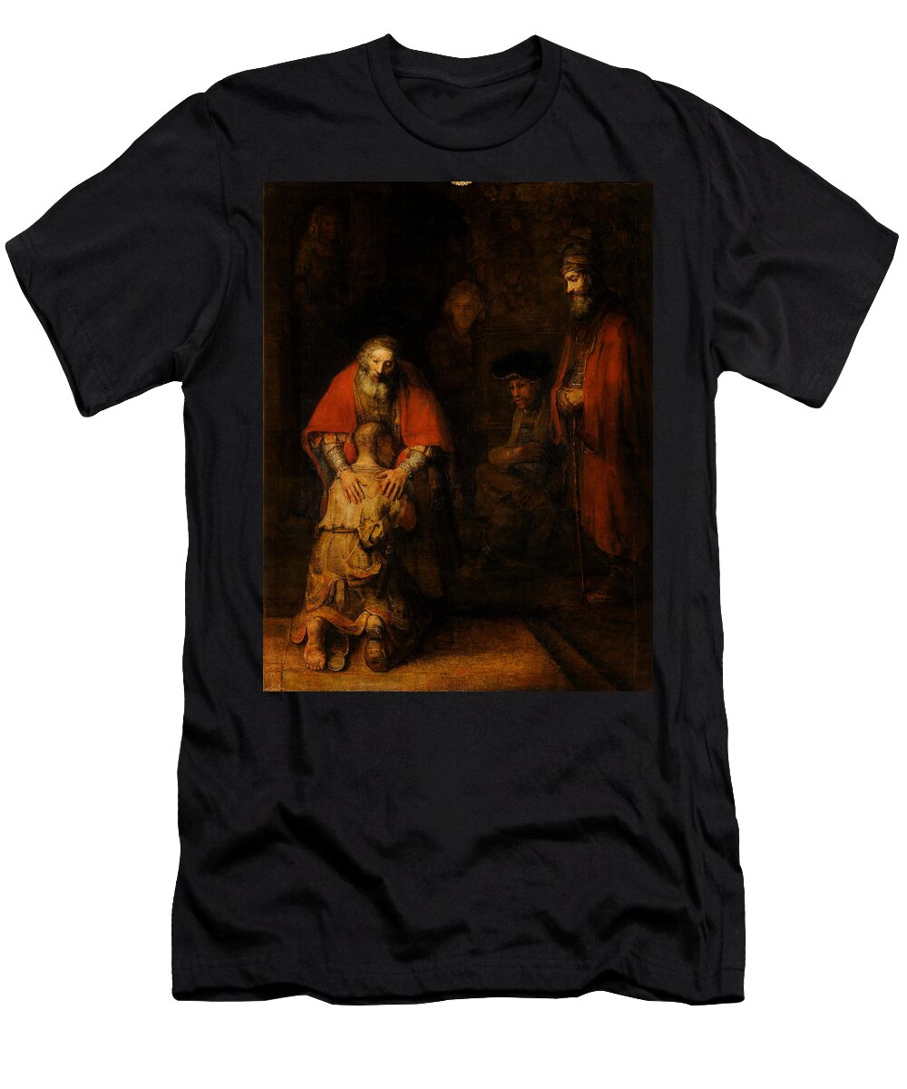 Rembrandt T-Shirt featuring the painting Return of the Prodigal Son by Rembrandt van Rijn