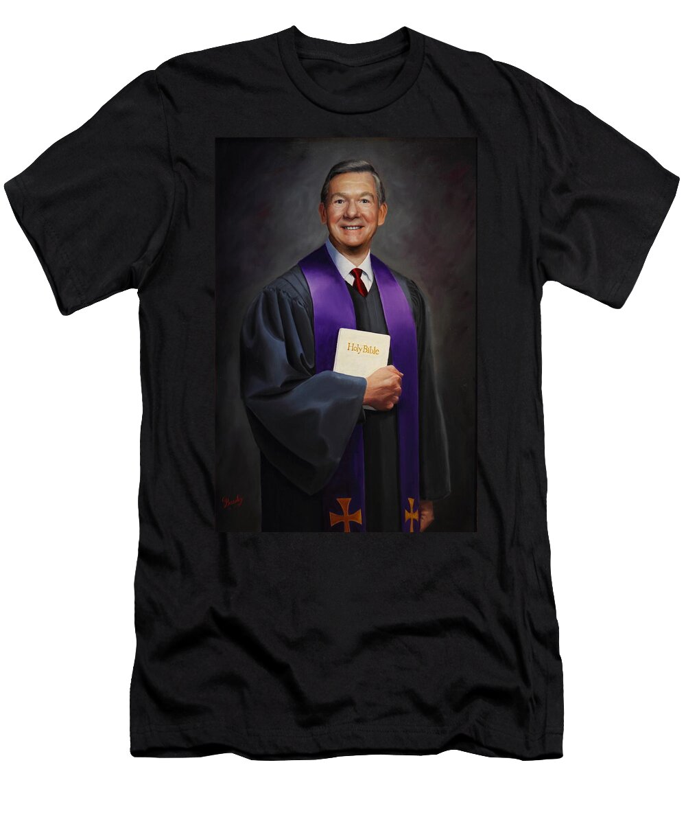 Pastor T-Shirt featuring the painting Rev Jack Wilson by Glenn Beasley